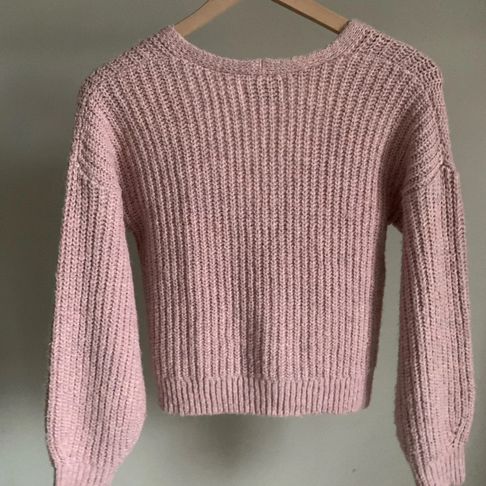 Girls pink fisherman knit cardigan size 10-12 - Picture 2 of 4